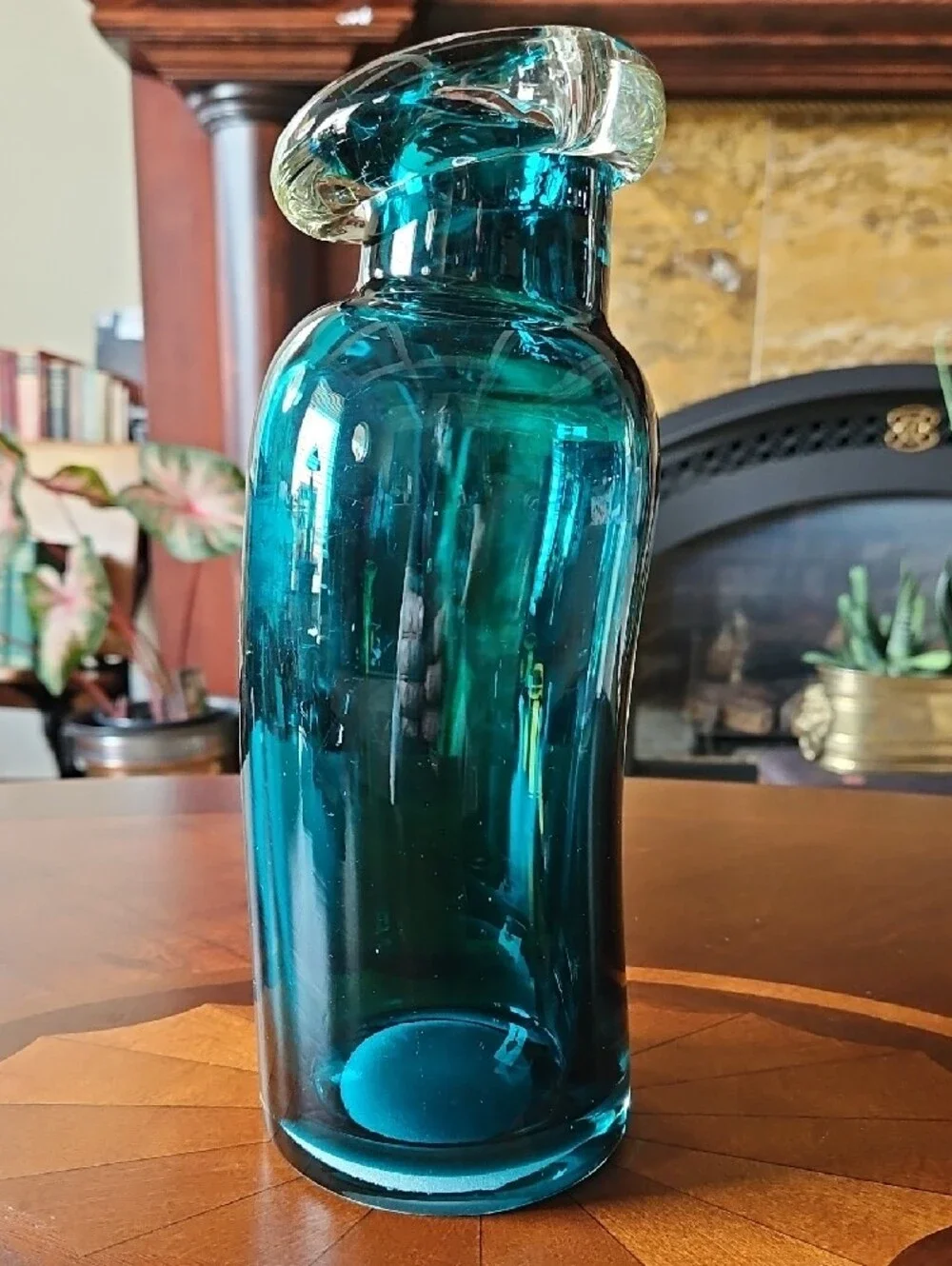 Teal Turquoise Indented Art Glass 